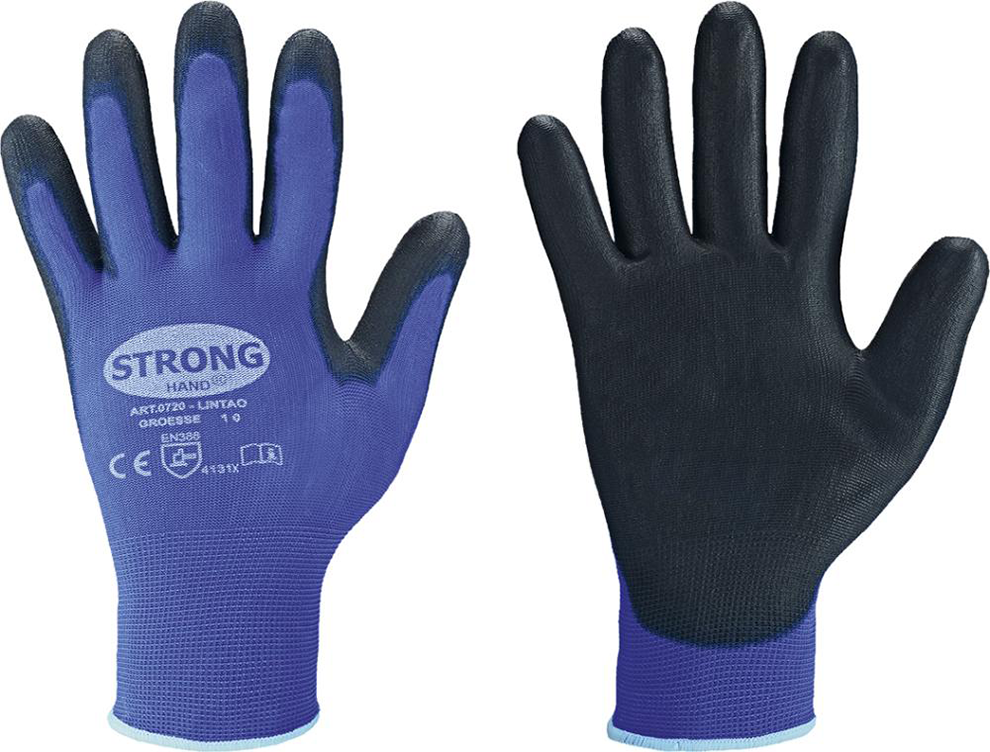 Feinstrickhandschuh Lintao PU, blau, Gr. 9