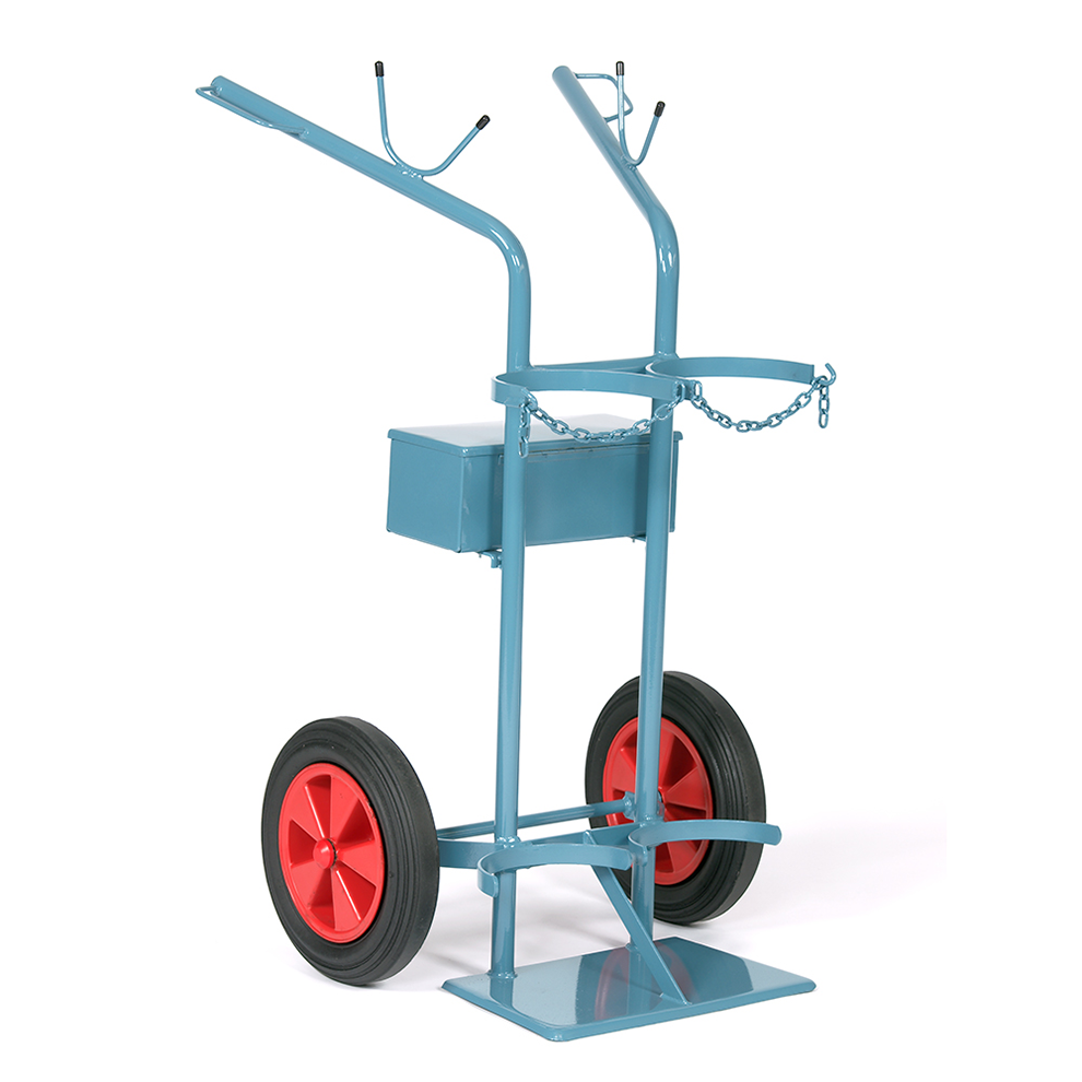 Stahlflaschenwagen für 2 Flaschen, 1 x 50 Liter, 1 x 33 kg Propan Stahlflaschenwagen für 2 Flaschen, 1 x 50 Liter, 1 x 33 kg Propan