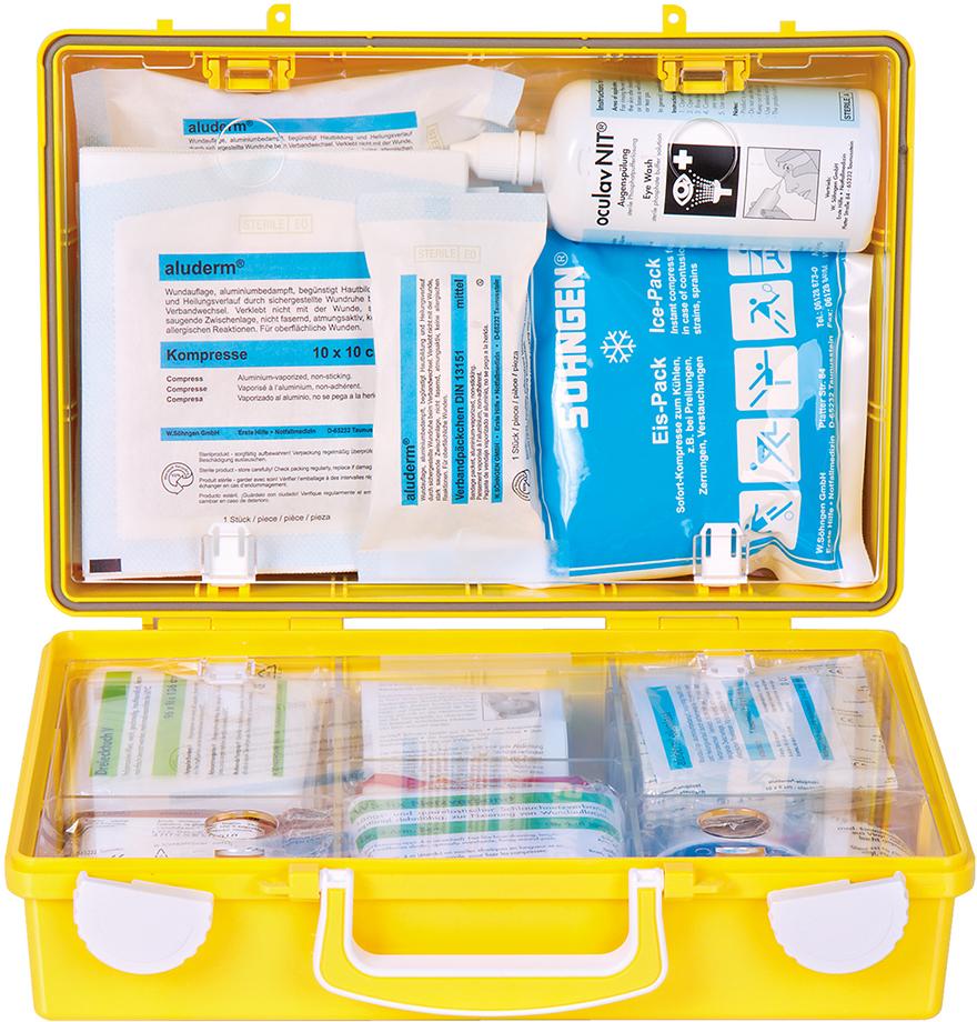 Erste-Hilfe-Koffer Extra+ Handwerk, DIN 13157, gelb