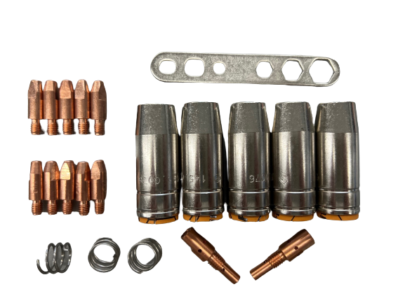 21 teiliges Verschleißteile Set passend für AK 25, EVO Pro 25 MIG MAG Schweißbrenner 1,2mm M6x28