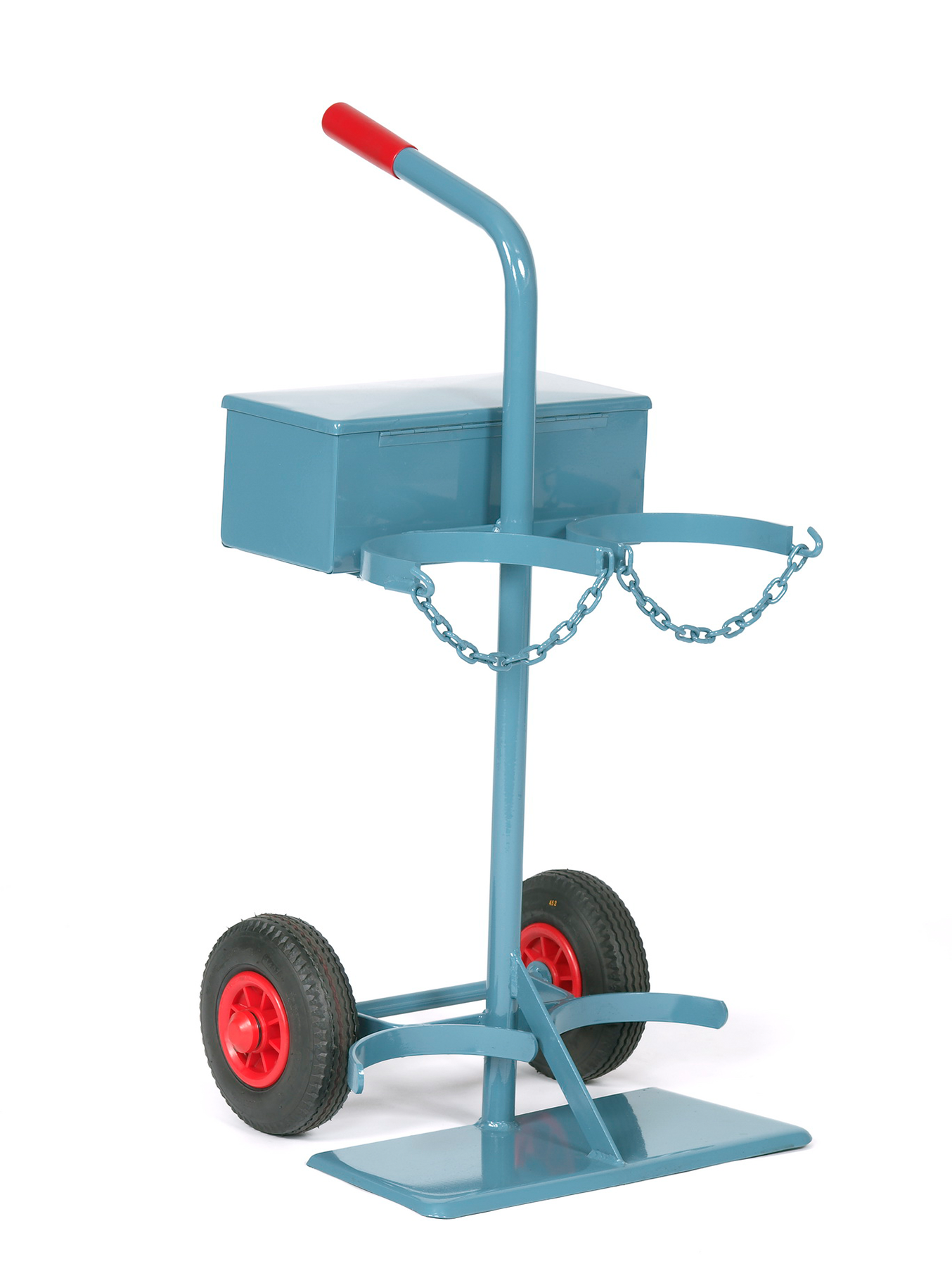 Stahlflaschenwagen für 2 Flaschen,  1 x 10 l  und 1 x 20 l mit Werkzeugkasten