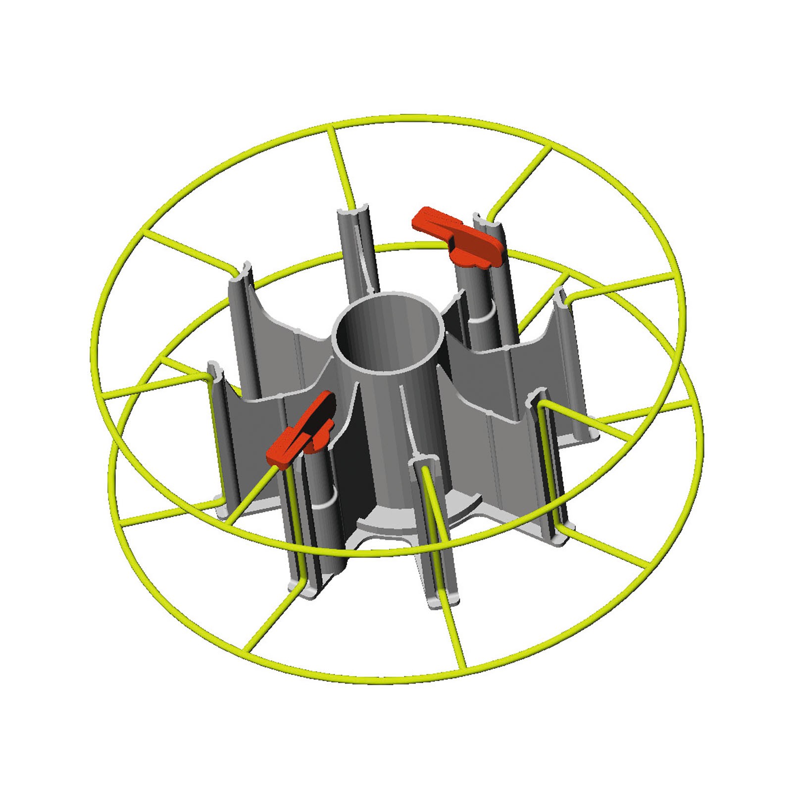Korbspulenadapter Typ 1 mit 8 Armen und 2 Hebeln