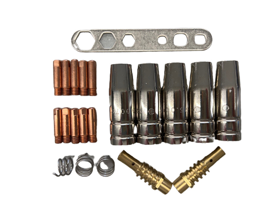 21 teiliges Verschleißteile Set passend für MB Grip 36 KD und EVO Pro 36 MIG MAG Schweißbrenner 1,2mm M6x28