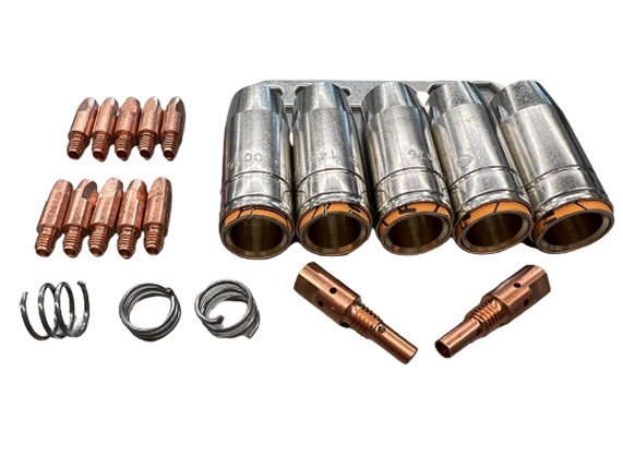 21 teiliges Verschleißteile Set passend für AK 25, EVO Pro 25 MIG MAG Schweißbrenner 1,2mm M6x28