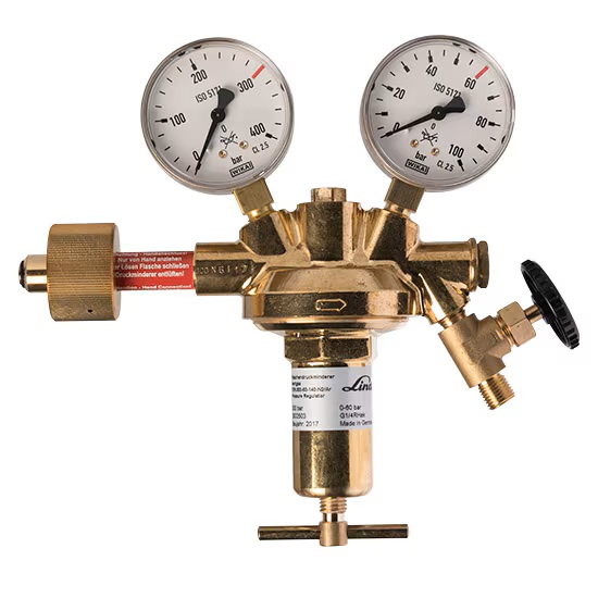 Flaschendruckminderer CO2/Argon 300 bar 0–60 bar einstufig