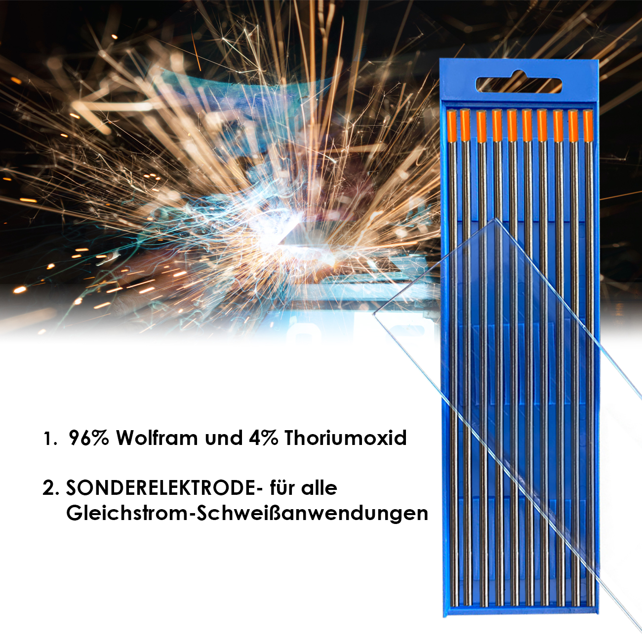 Wolfram Elektrode WT40 (orange) Ø 1,6 x 175 mm