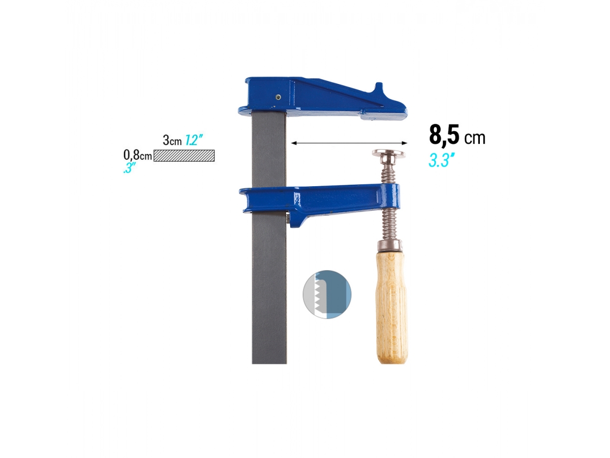 Schraubzwinge EM mit Holzgriff 30 cm