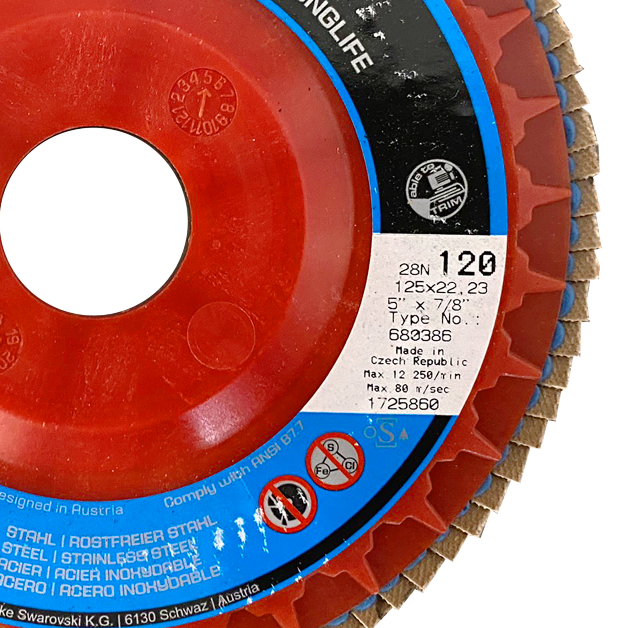 Fächerscheibe LONGLIFE Ø 125 x 22,23 mm gerade K 120