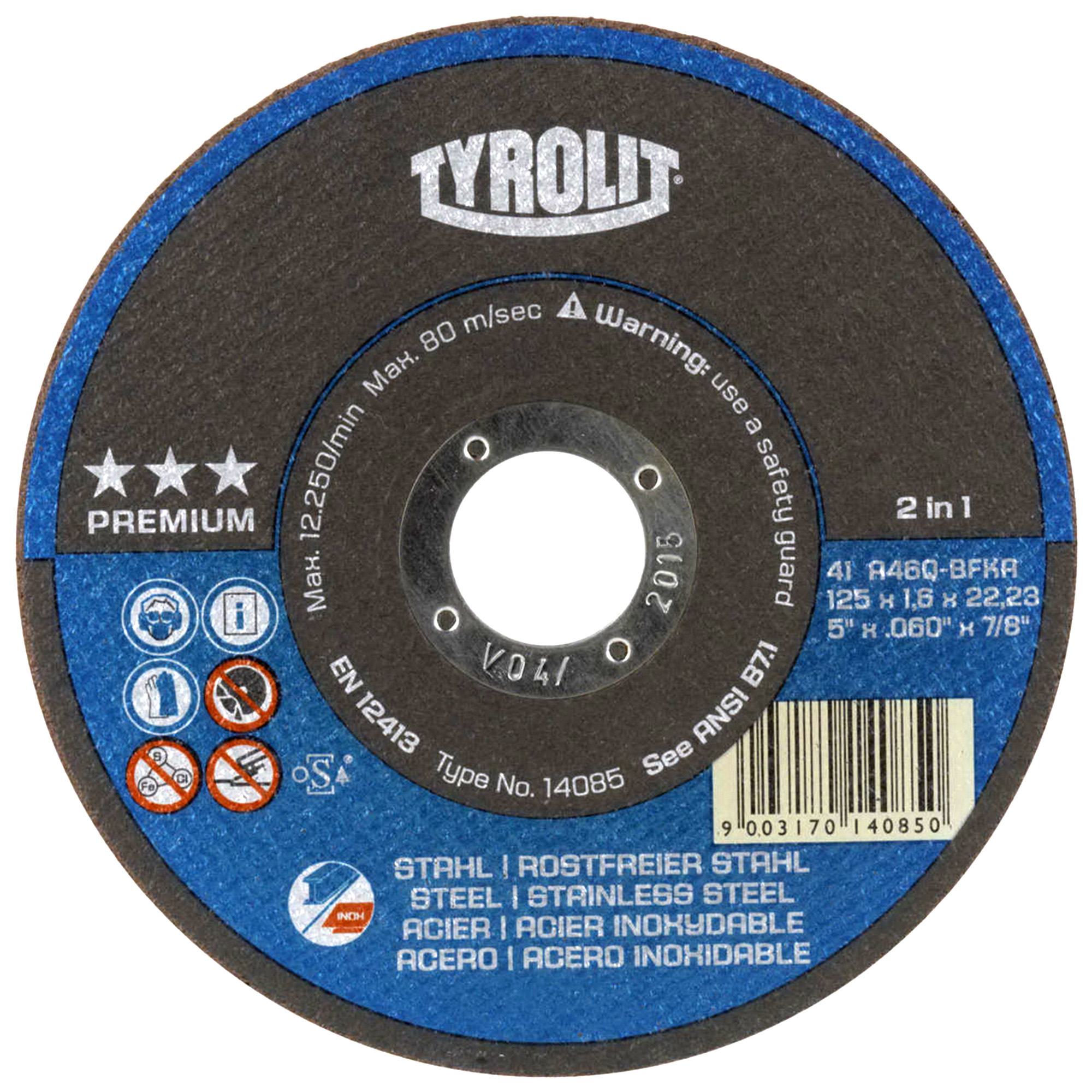 Schruppscheibe Ø 125 x 7 x 22,23 mm Premium 2in1 Stahl/Edelstahl