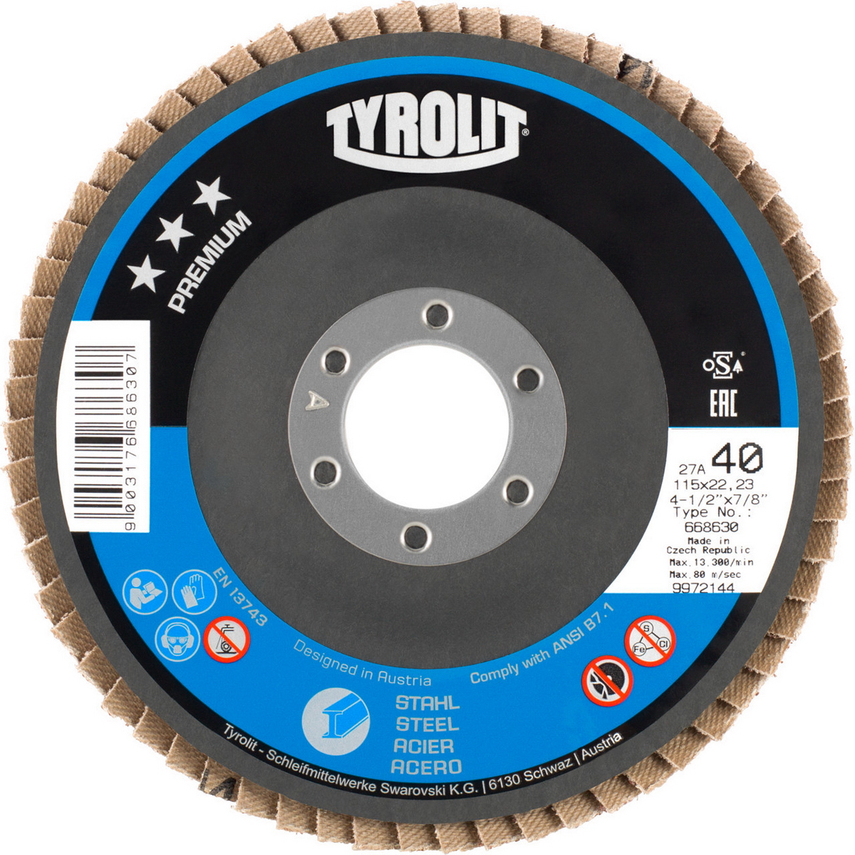 Fächerscheibe Premium Ø 115 x 22,23 mm Form 27 A K 120