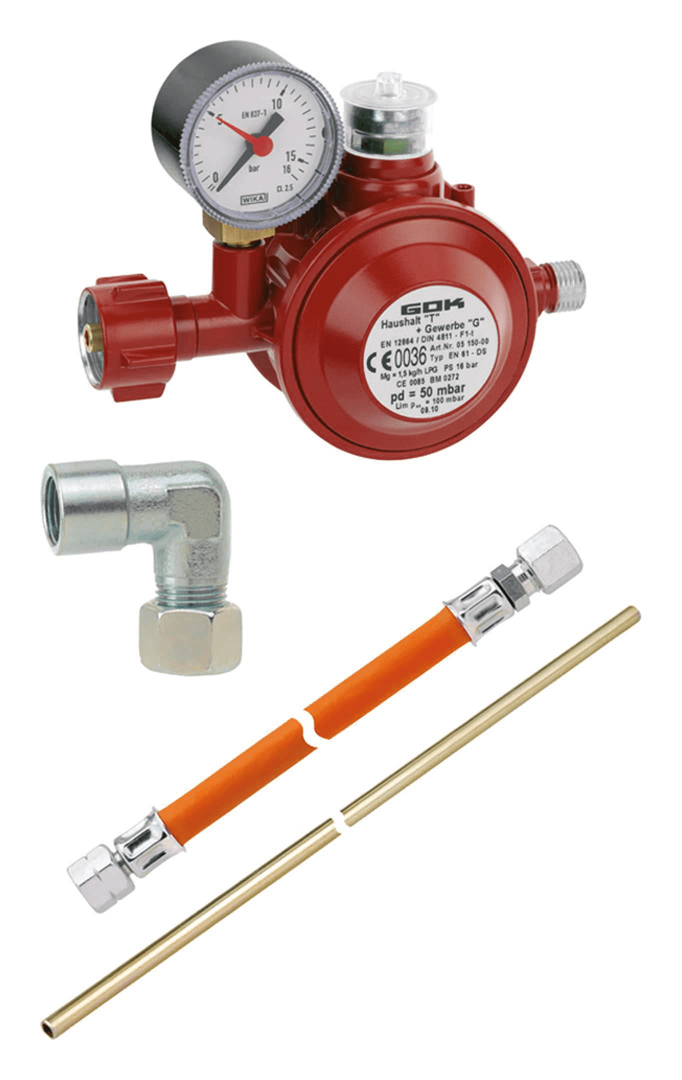 Herdanschluss-Set PS 16 bar 1,5kg/h 50mbar Shop-Verpackung
