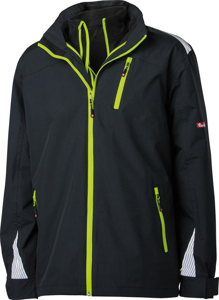 FORTIS 3-in-1Jacke 24, schwarz/lime, Gr.2XL