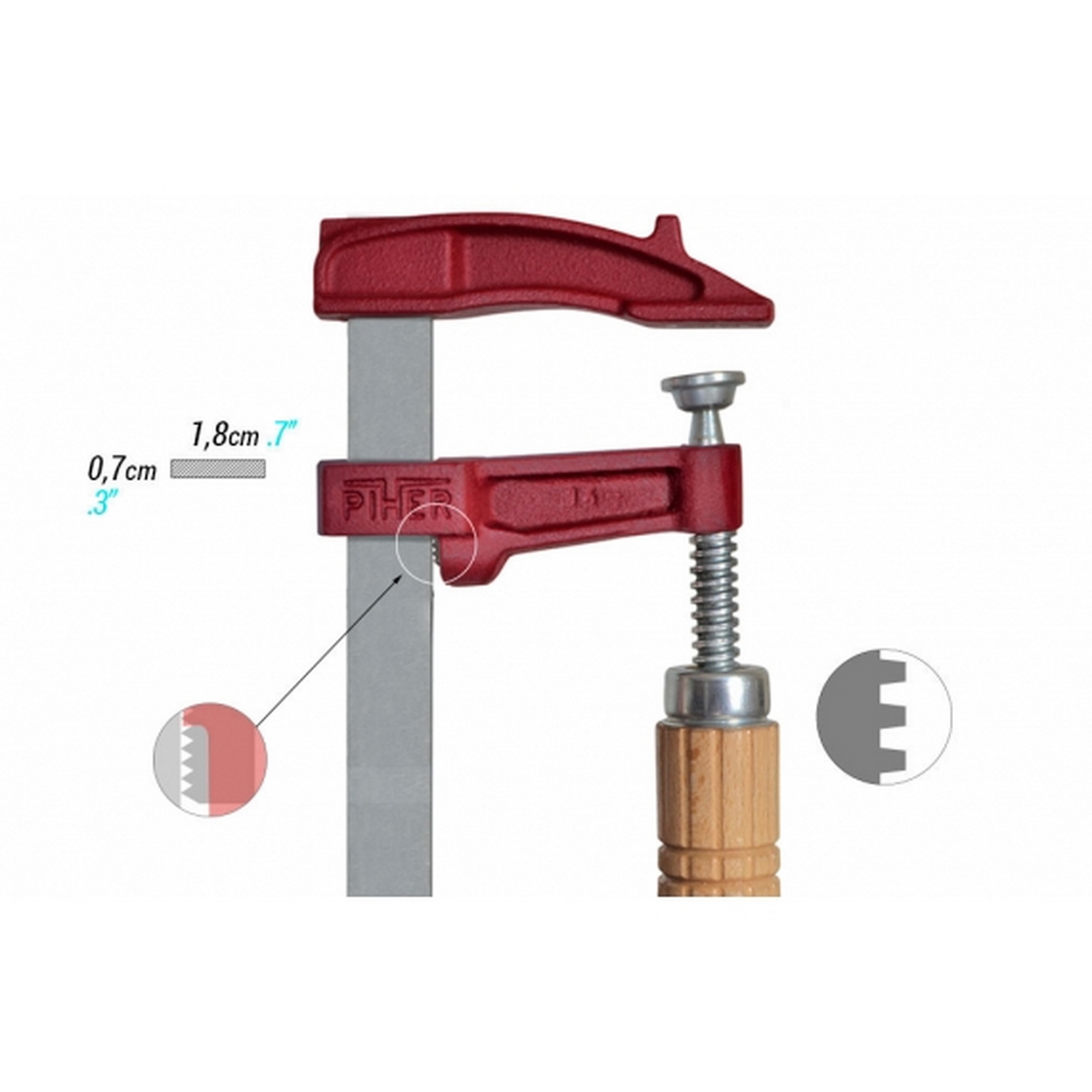 Schraubzwinge MM mit Holzgriff 20 cm