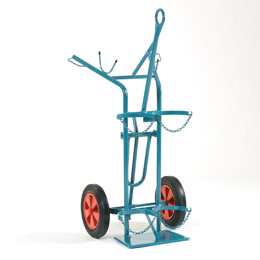 Stahlflaschenwagen, für 2 beladene Flaschen, 1 x 50 l, 1 x 33 l  Propanl