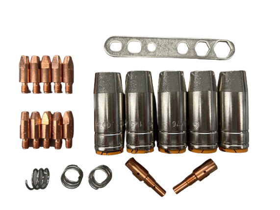 21 teiliges Verschleißteile Set passend für AK 25, EVO Pro 25 MIG MAG Schweißbrenner 1,2mm M6x28