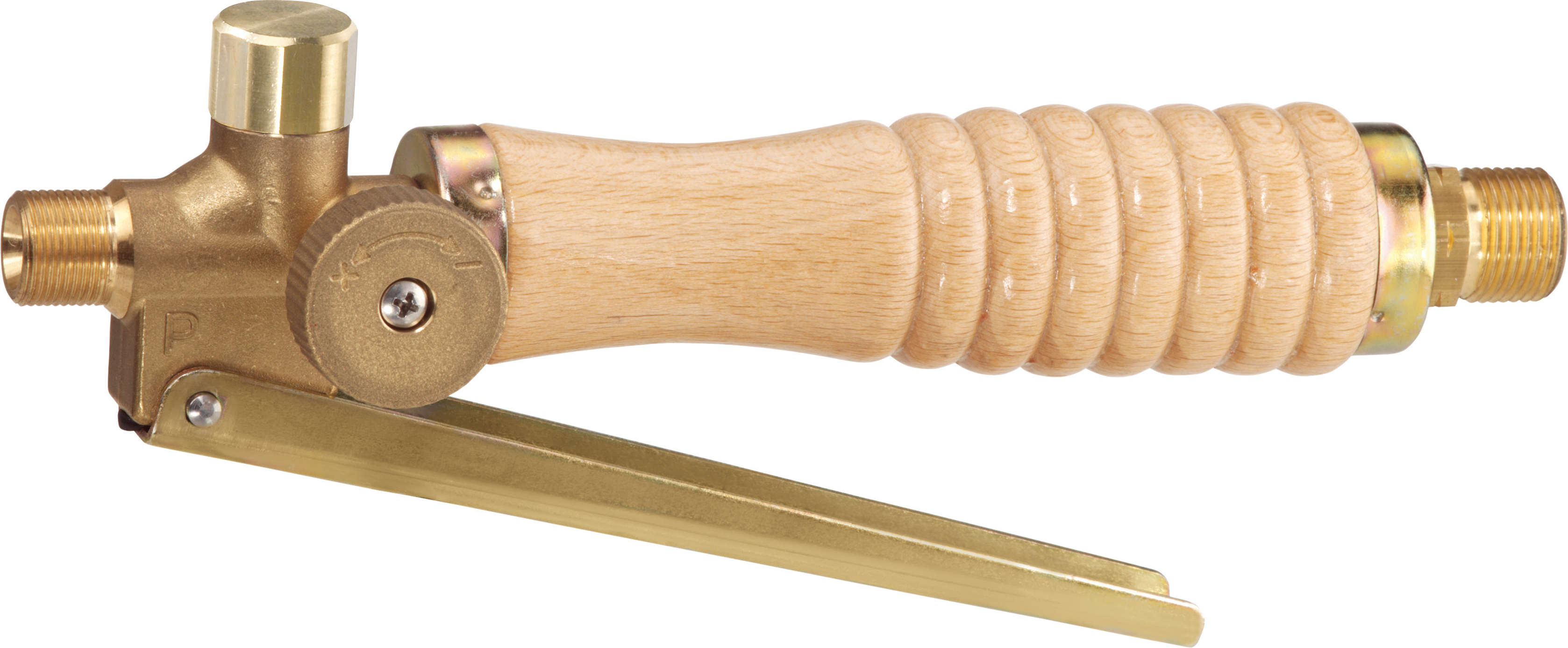 Handbrennergriff Typ 099 aus Holz AG G 3/8 KN mit langem Hebel