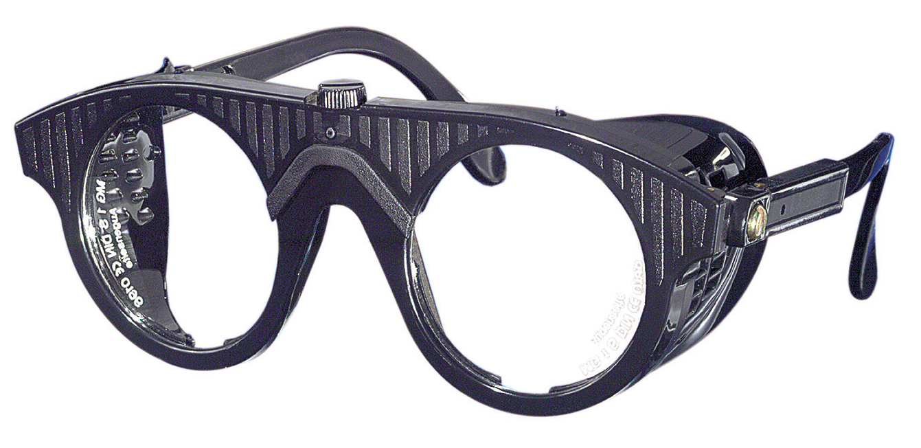 Nylonbrille schwarz, Gläser rund farblos