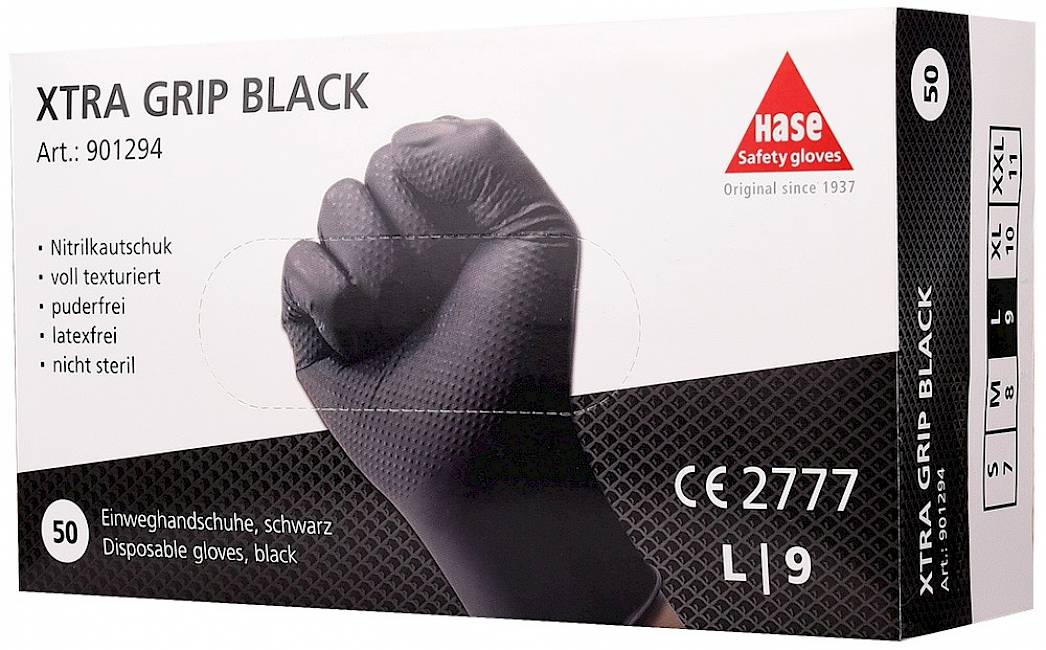 Nitril Xtra Grip Einweghandschuh schwarz 50 Stück XXL