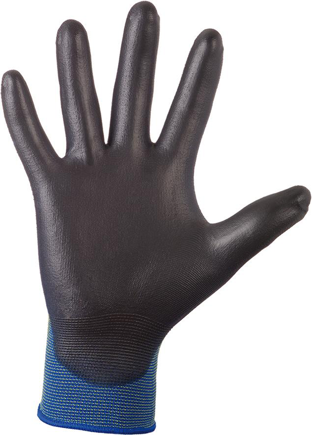 Feinstrickhandschuh Lintao PU, blau, Gr. 9