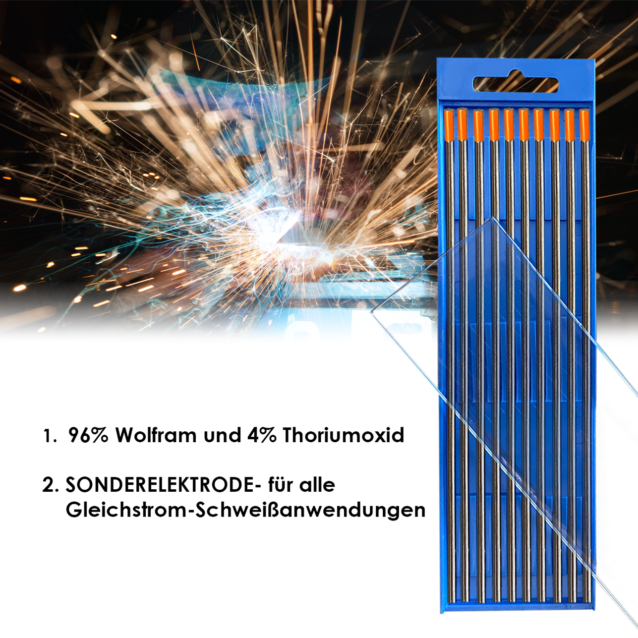 Wolfram Elektrode WT40 (orange) Ø 1,0 x 175 mm Wolfram Elektrode WT40 (orange) Ø 1,0 x 175 mm