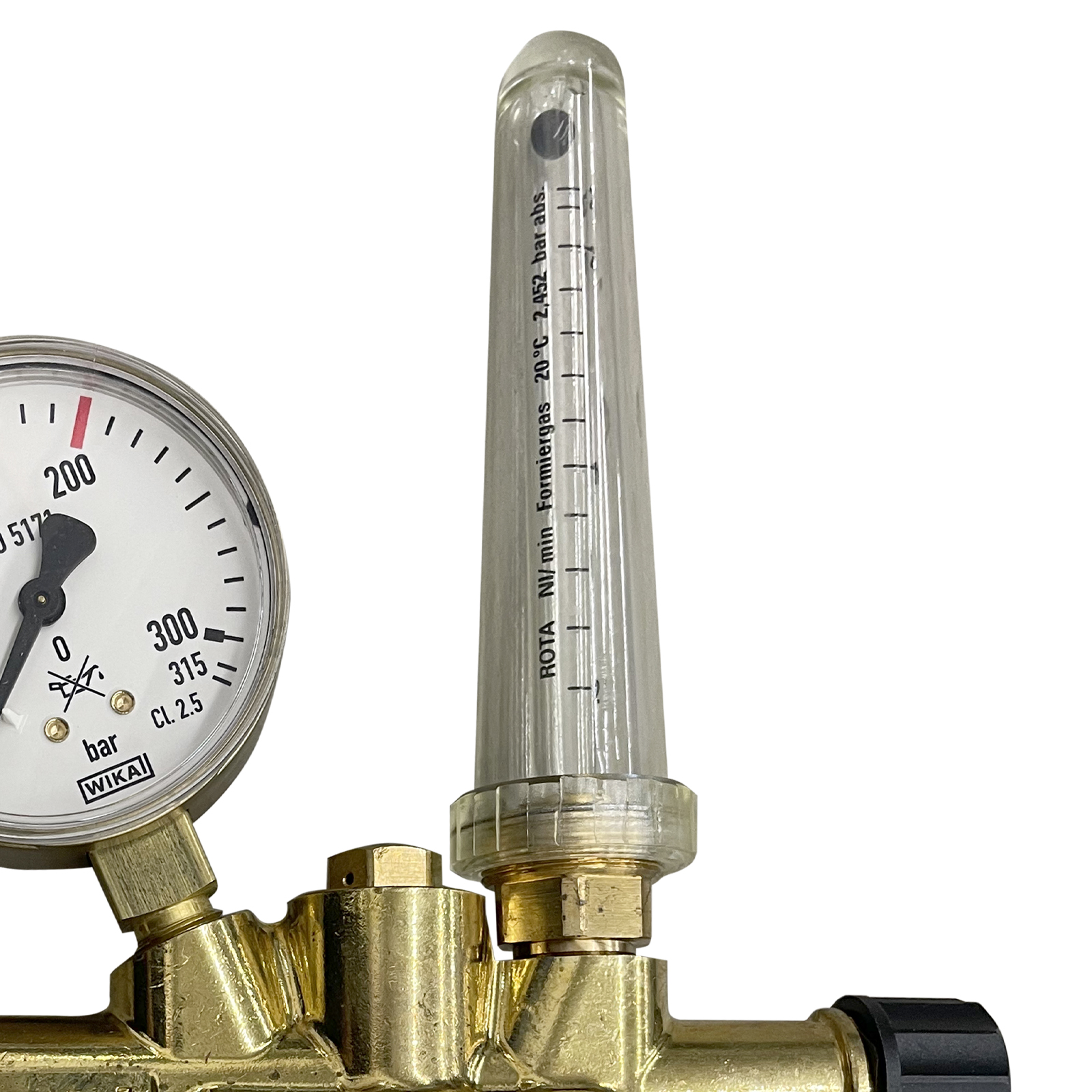 Flaschendruckminderer mit Flowmeter Formiergas 200 bar einstufig