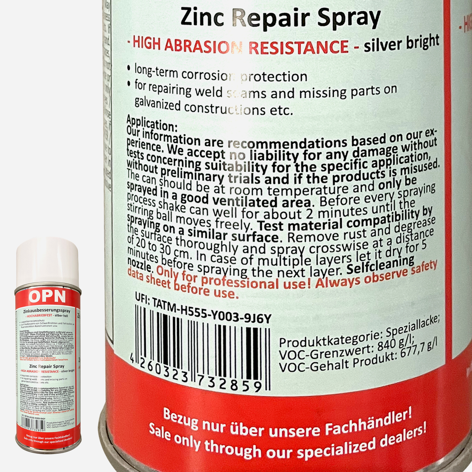 OPN Zinkausbesserungsspray hochabriebfest silber-hell 400 ml