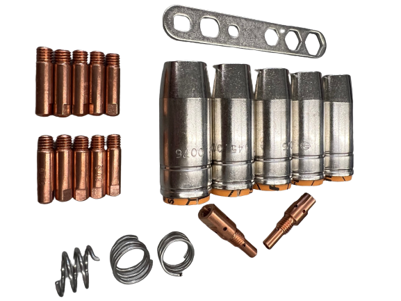 21 teiliges Verschleißteile Set passend für AK 25, EVO Pro 25 MIG MAG Schweißbrenner 1,2mm M6x25