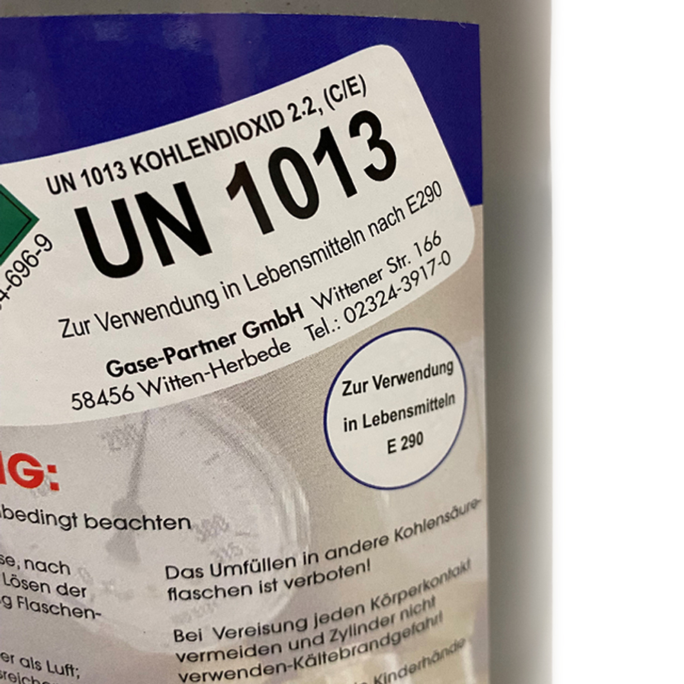 CO2 Flasche 2 kg Füllung nach E290 UN 1013 - NUR ABHOLUNG !