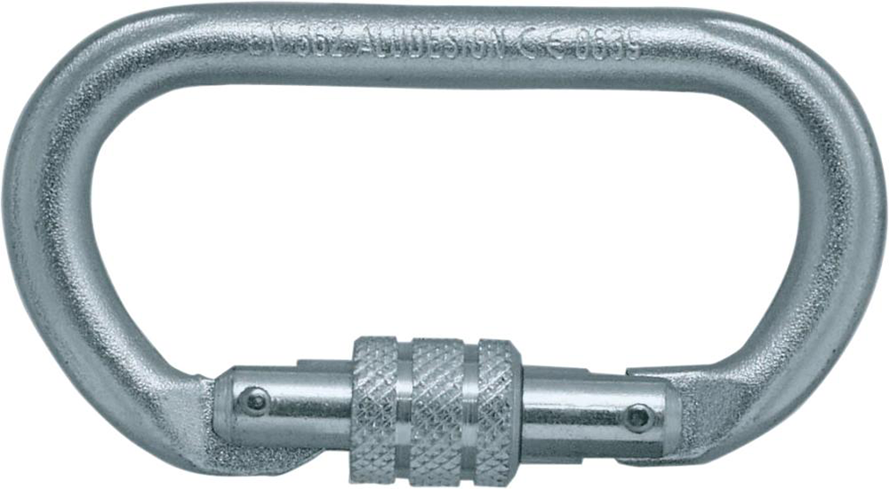 Karabiner, oval, mit Schraubsich., Stahl, EN 362, 22 kN