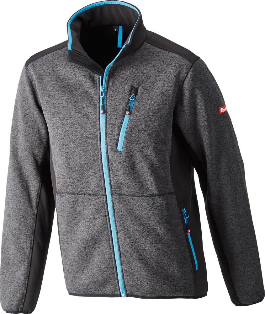 Strickjacke, Softshell, Gr. S, dunkelgrau-türkis, FORTIS