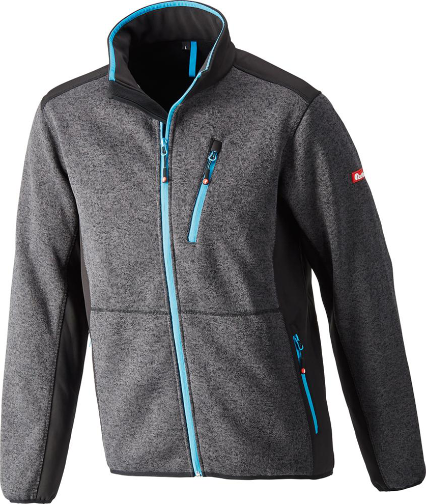 Strickjacke, Softshell, Gr. S, dunkelgrau-türkis, FORTIS