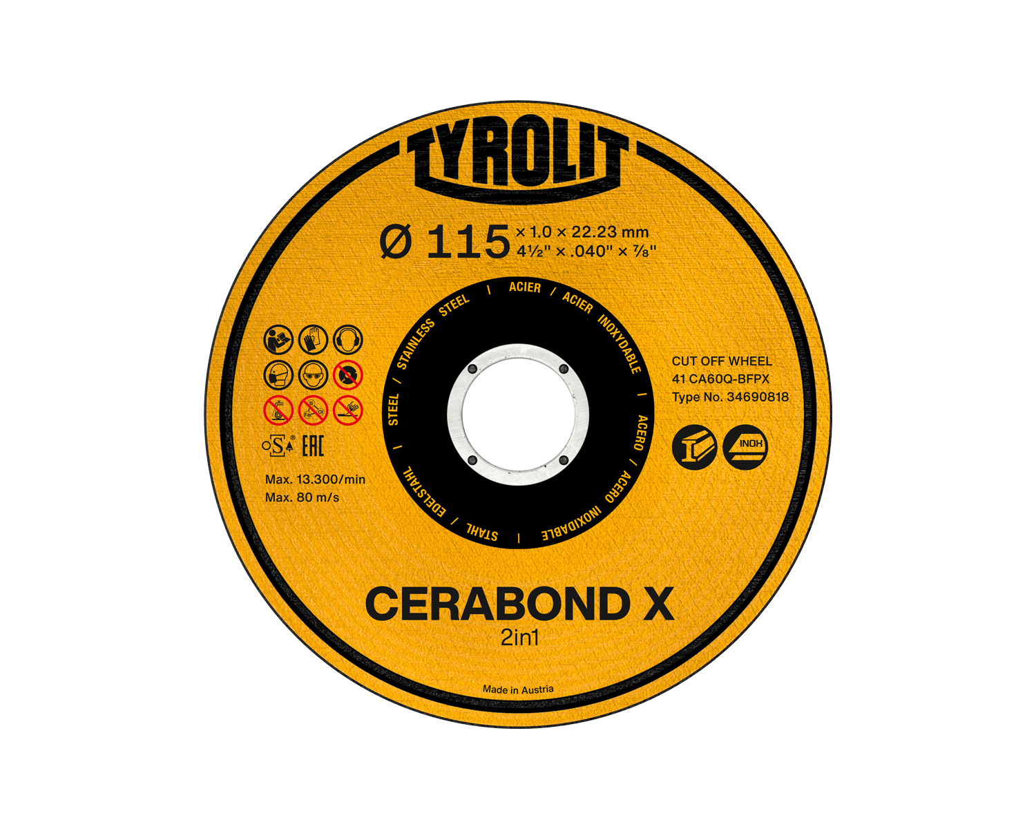 Trennscheibe CERABOND X Stahl/Edelstahl gekrümmt Ø 125 mm 1,6 x 22,23 mm CA40Q-BFP