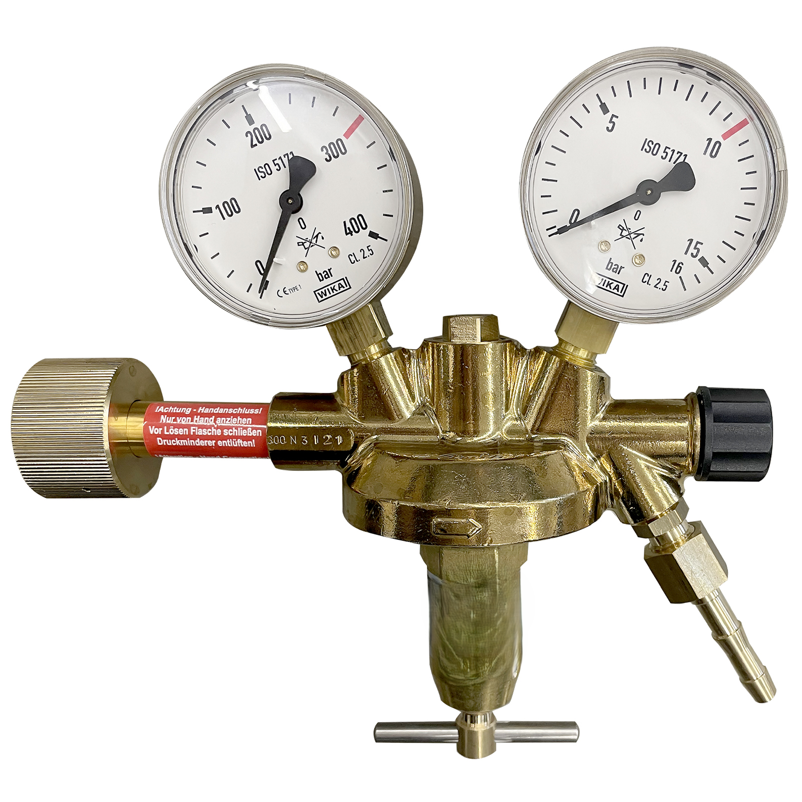Flaschendruckminderer Stickstoff 300 bar 0-10 bar einstufig