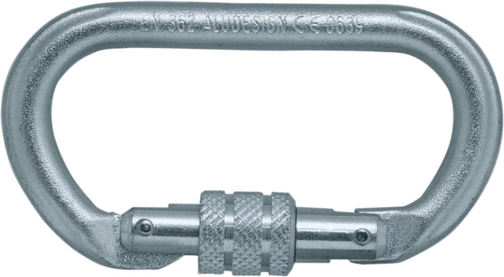 Karabiner, oval, mit Schraubsich., Stahl, EN 362, 22 kN