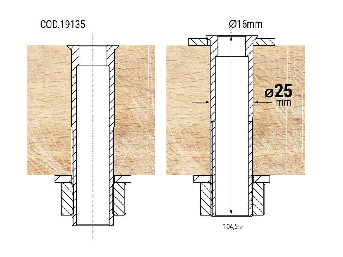 Adapter für TCP Spannsystem Ø 16 zu Ø 25 mm