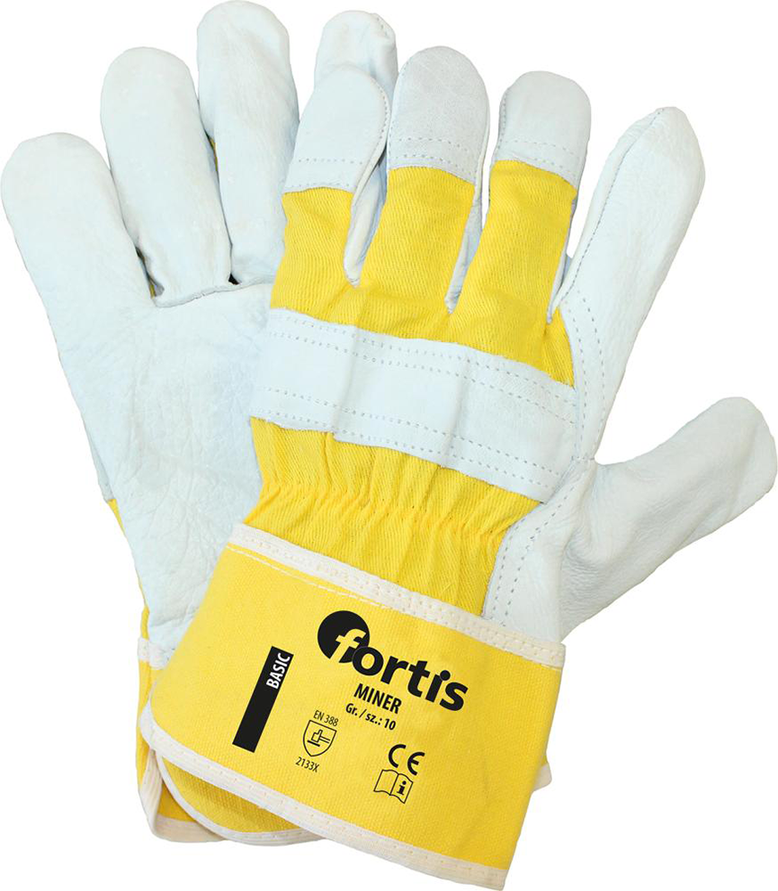 Handschuh Miner, Rindnarbenleder, Gr. 10, FORTIS