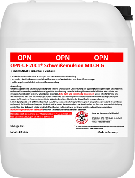OPN Schweißtrennmittel UF2001 10 l milchig OPN Schweißtrennmittel UF2001 10 l milchig