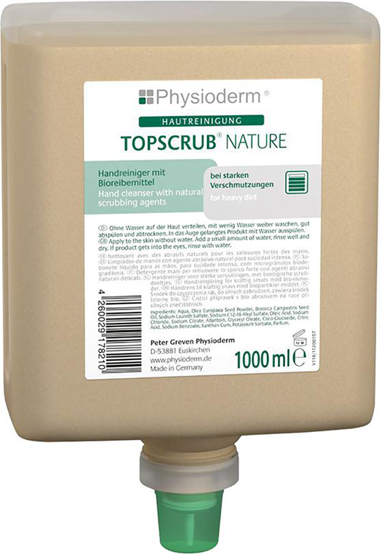 Topscrub nature 1000 ml Neptuneflasche Handreiniger Naturreibem. Physioderm