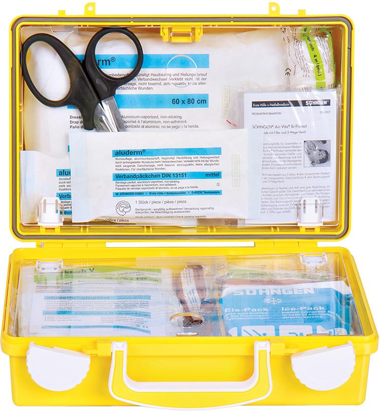 Erste-Hilfe-Koffer Extra Handwerk, dIN 13157, gelb