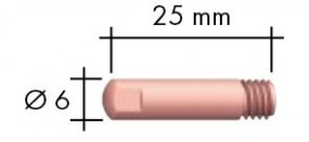 Set 10x Stromdüsen M6 E-Cu Länge 25 mm Ø 1,2 mm