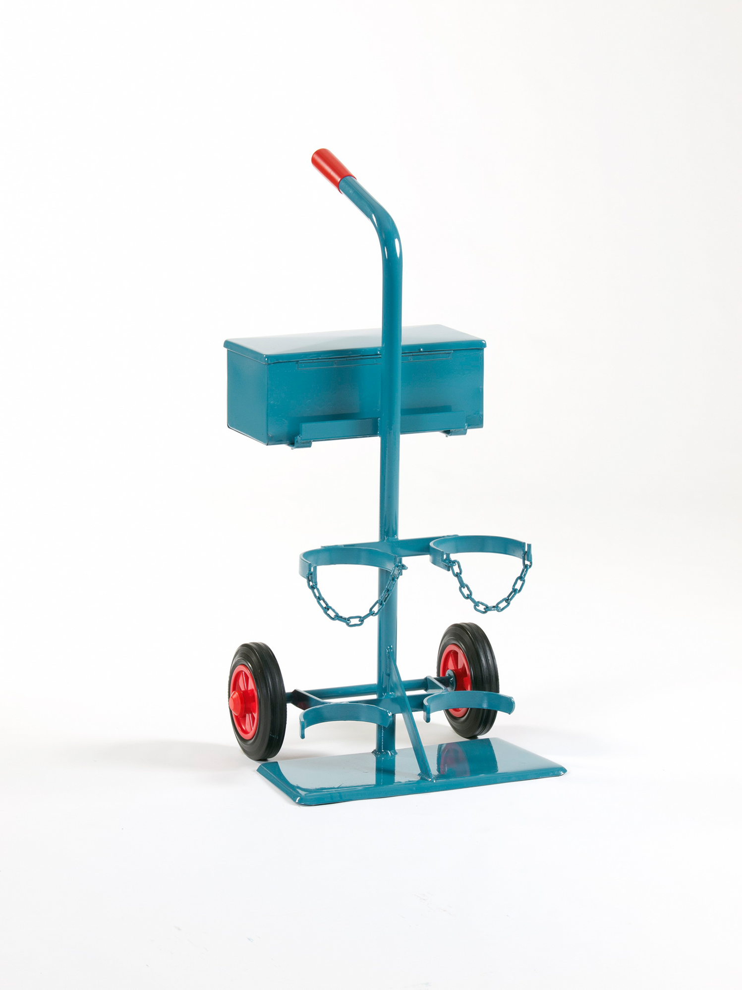 Stahlflaschenwagen für 2 Flaschen,  2 x 5 l mit Werkzeugkasten