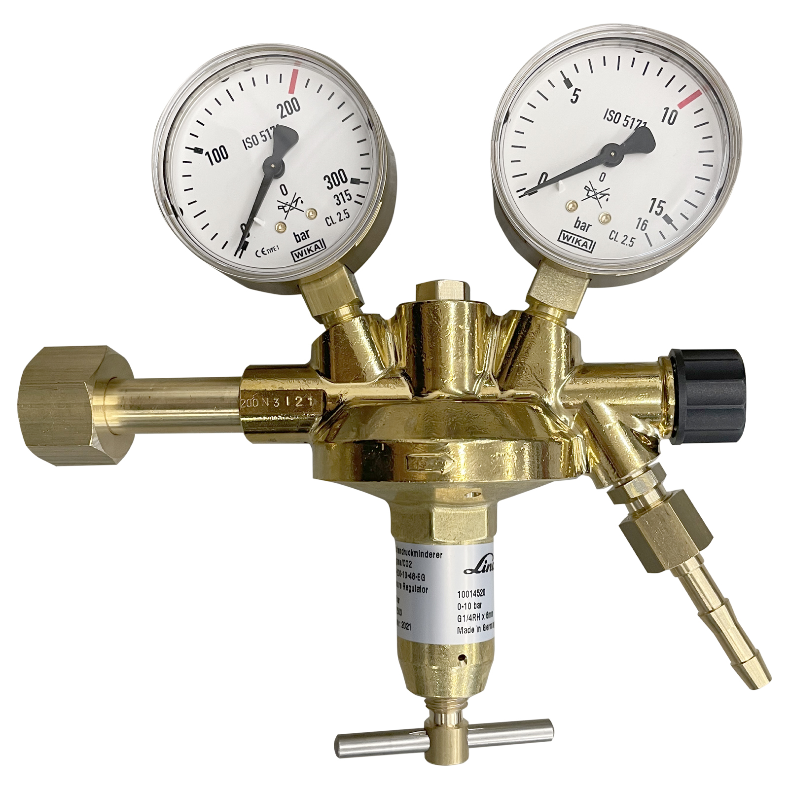 Flaschendruckminderer CO2/Argon 200 bar 0-10 bar einstufig