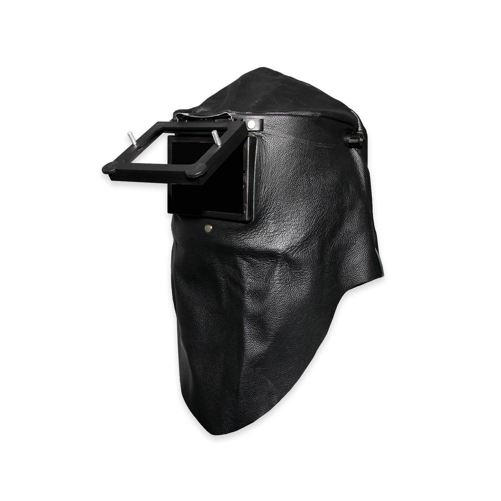 Lederhaube offen schwarz