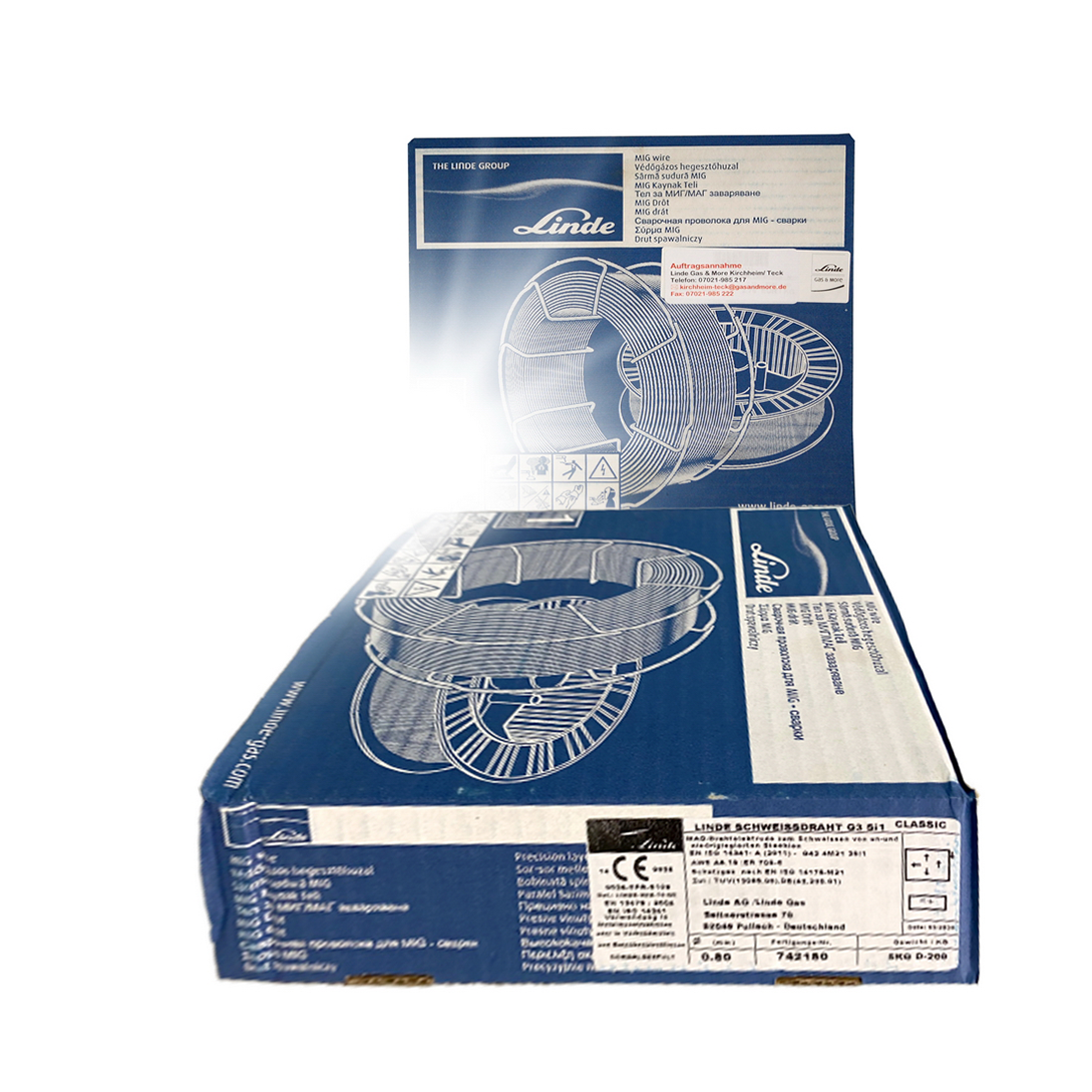 Drahtelektrode SG2 G3Si1 - 5 kg Spule Ø 0,8 mm D200 - TÜV/ DB Zulassung