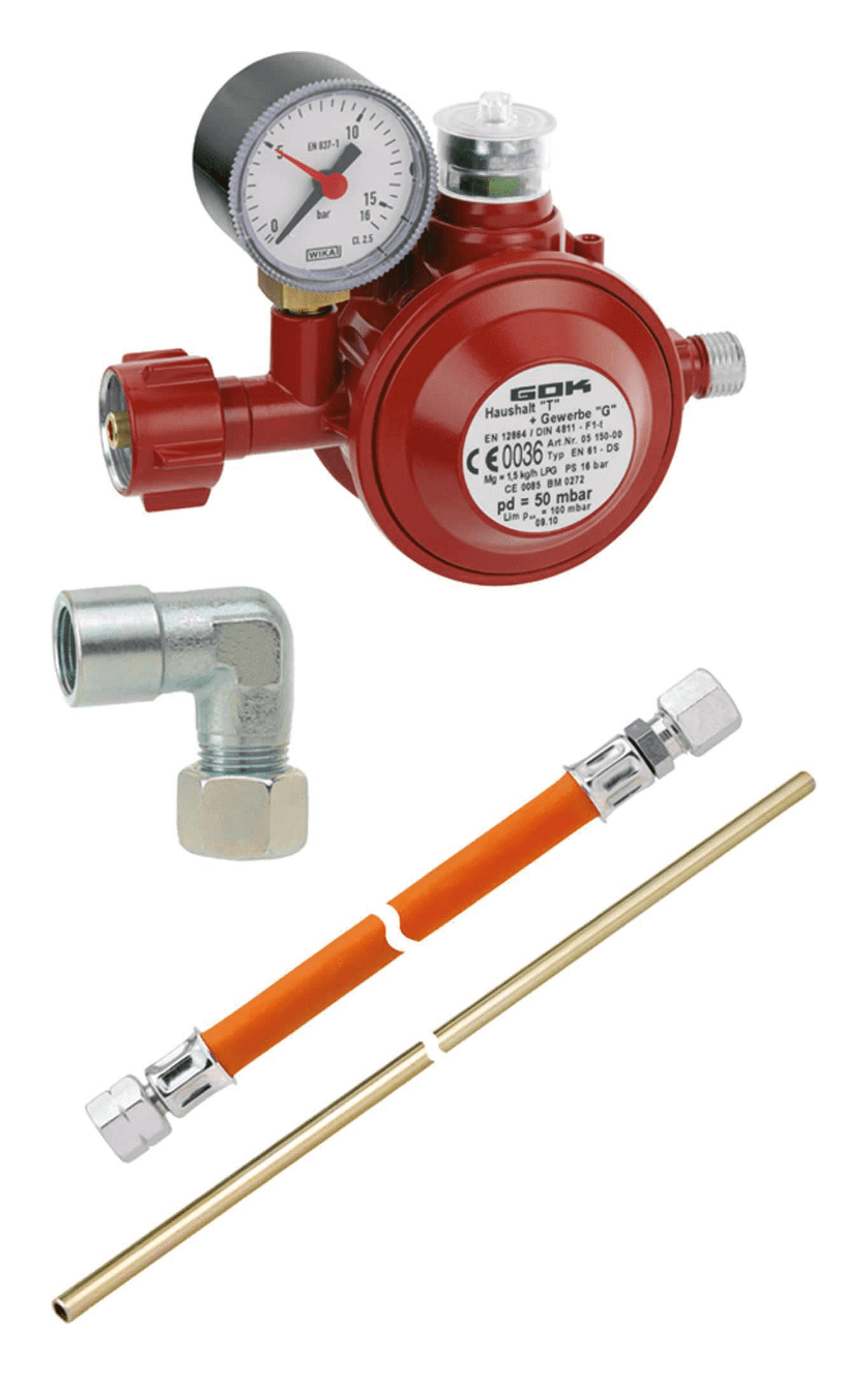Herdanschluss-Set PS 16 bar 1,5kg/h 50mbar Shop-Verpackung