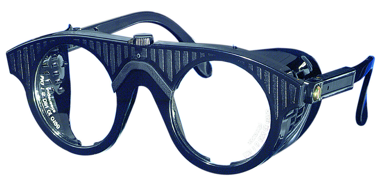 Nylonbrille schwarz, Gläser rund Schutzstufe DIN 4