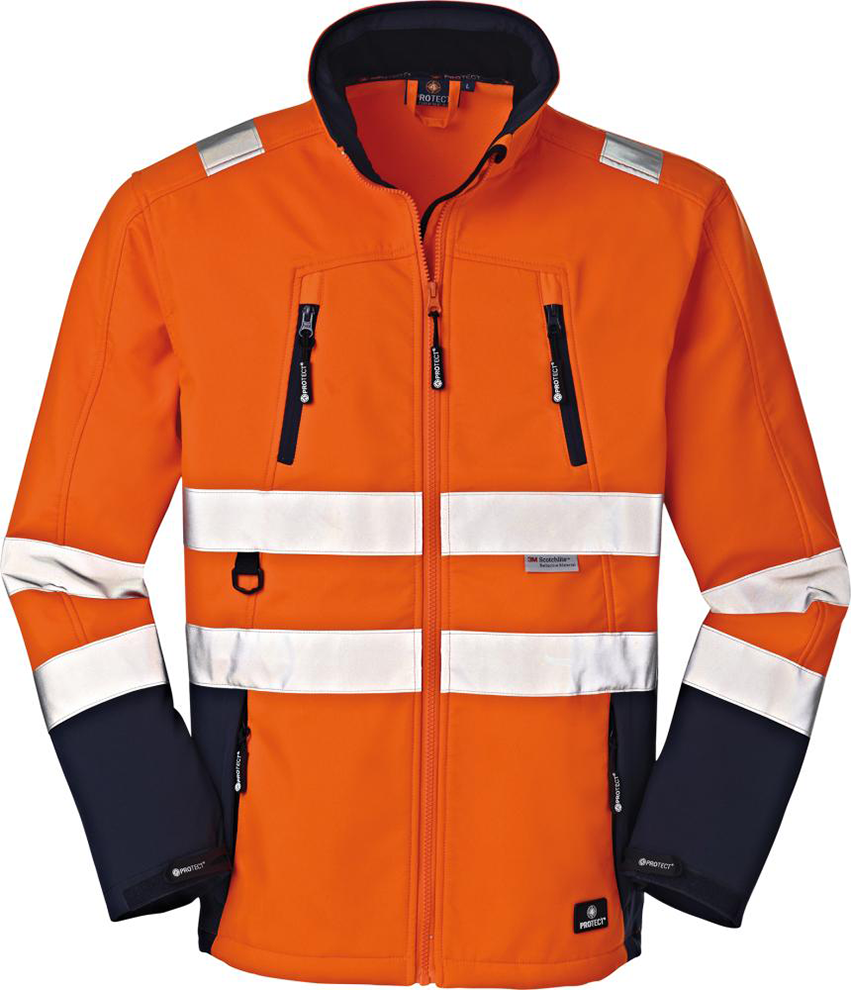 Jacke Pittsburgh, Softshell leuchtorange/navy, Gr. L