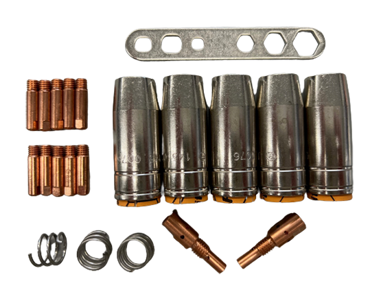 21 teiliges Verschleißteile Set passend für AK 25, EVO Pro 25 MIG MAG Schweißbrenner 1,2mm M6x25