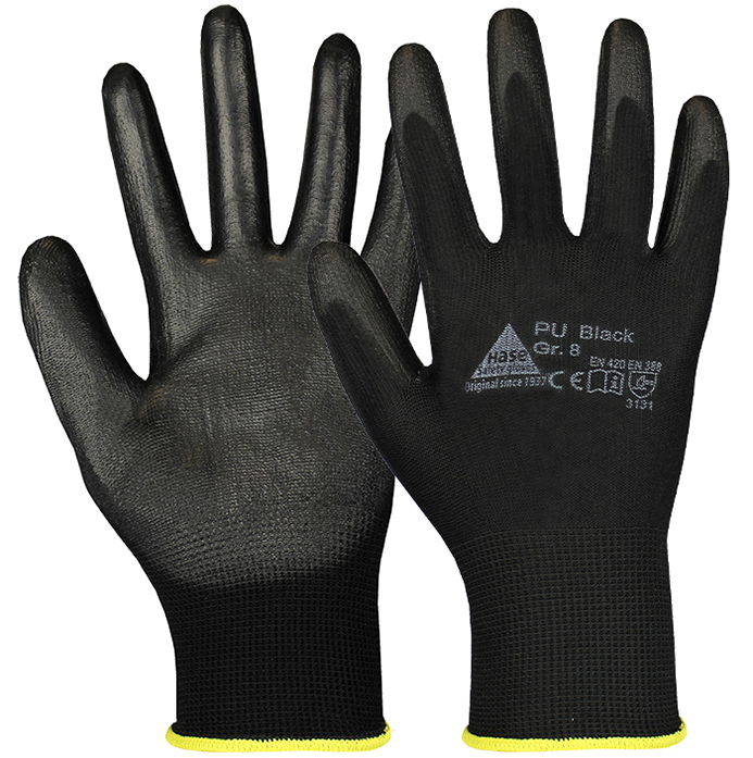 20 Paar Top Arbeitshandschuhe SPAR-PAKET PU Montagehandschuhe Gr.9 schwarz