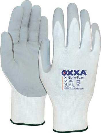 Handschuh Oxxa X-Nitrile-Foam, Gr. 9, weiß/grau